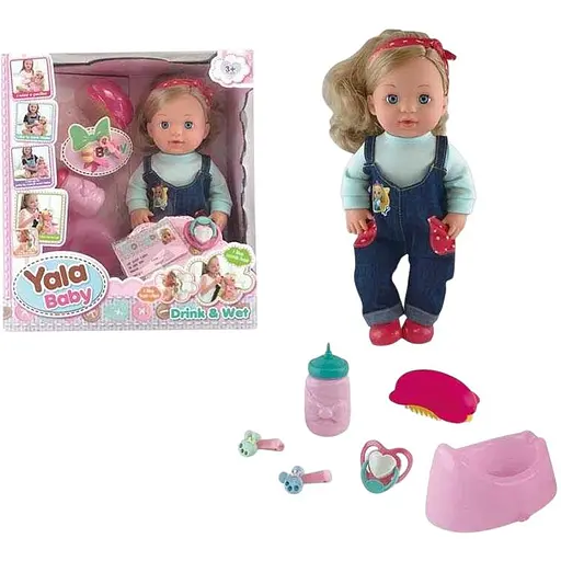 Пупс интерактивный, YL2238B, 31 см, с аксессуарами, пьет из бутылки, ходит на горшок