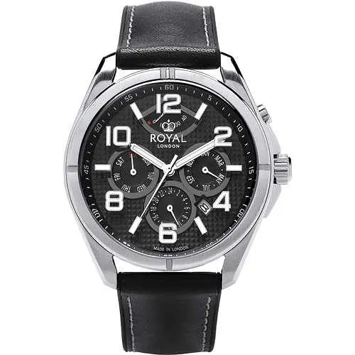 Мужские водонепроницаемые наручные часы Royal London 41482-01 механические с автоподзаводом и кожаным ремешком