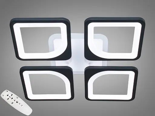 Світлодіодна люстра смарт світильник з пультом, 80 Вт, чорний - фото 1