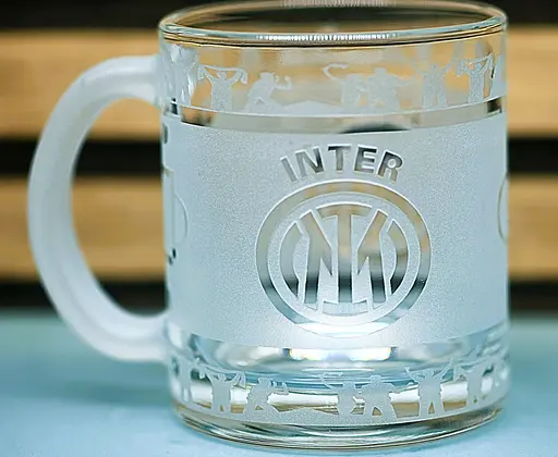Скляна чашка 320 мл ФК Internazionale Milano Інтер  з гравіюванням подарунок для фаната  футбольна кружка - фото 1