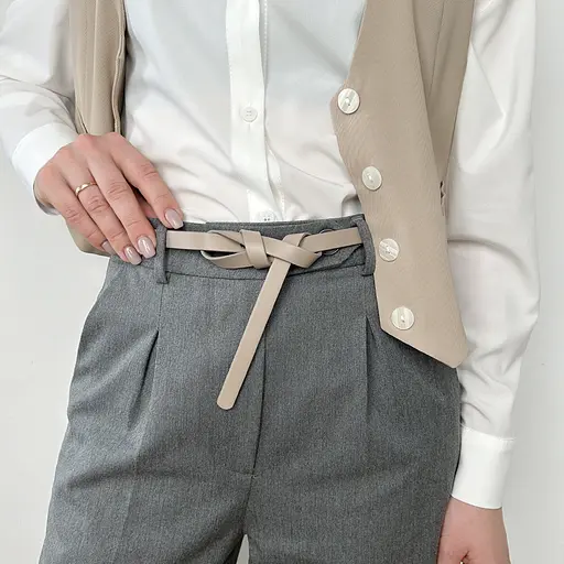 Ремінь-вузол шкіряний кольору мокко жіночий HC-1502 (115-120 см) - фото 1