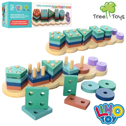 Деревянная игрушка-геосортер Limo Toy «Геостолбики» MD2165 - фото 2