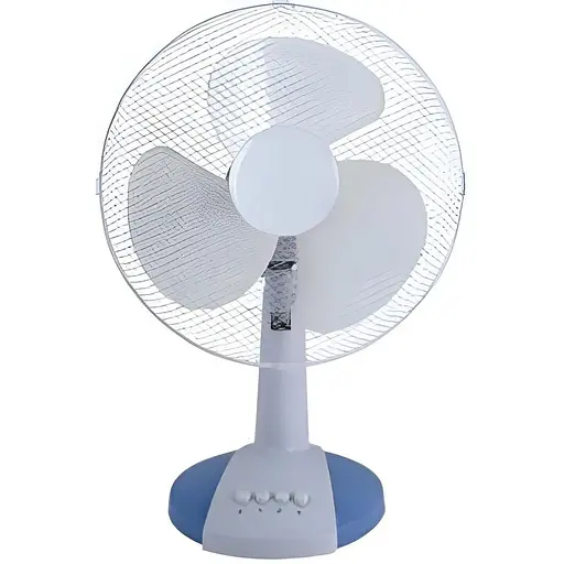Настільний лопатевий вентилятор від мережі Rotex RAT04-E 2 швидкості 30Вт пластик/метал Білий / Синій - фото 1