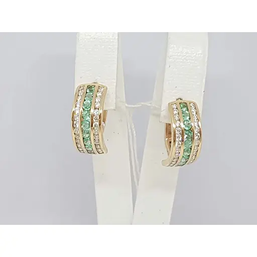 Золоті сережки Центрумикс трейд з діамантами і смарагдом. ЕЕ6119К - фото 3