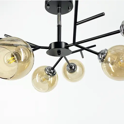 Люстра в черном корпусе на 6 ламп Line.F Цвет плафона Белый - фото 6