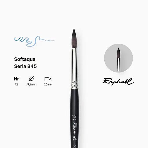Кисть синтетика круглая Raphael Softaqua, №12, профессиональная, короткая ручка - фото 2