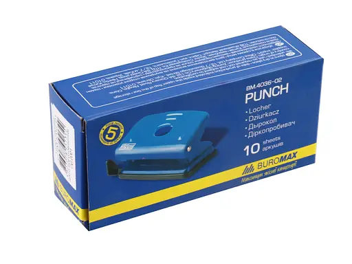 Діркопробивач металевий, до 10 аркушів, чорний, BM.4036-01