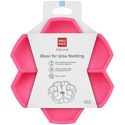 Миска для медленного питания Waudog Silicone 750 мл розовый