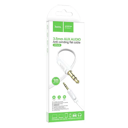 Аудіо кабель Aux Hoco UPA16 (1m) Білий - фото 3