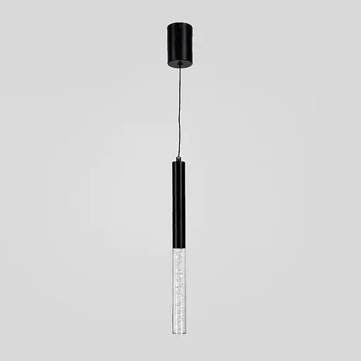 Чорний підвіс із скляним розсіювачем з ефектом бульбашок 41 см | Line F | Арт. MJ462/200+200 BK - фото 2