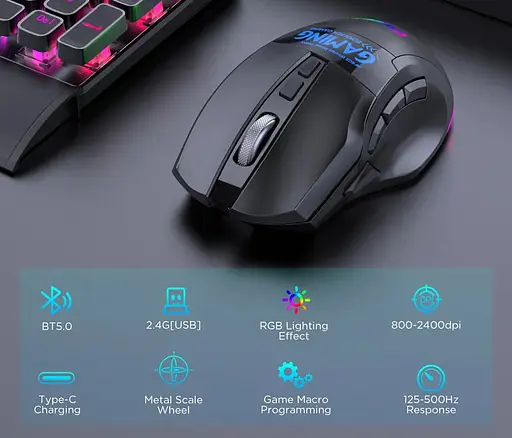 Компьютерная мышь MiKESPN W10 игровая с аккумулятором и подсветкой 2.4 gHz+Bluetooth - фото 6