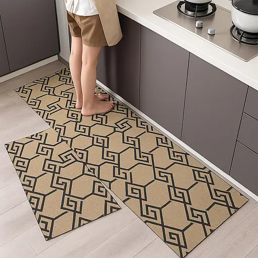 Набір килимків для кухні та ванної 120×40 см і 60×40 см водонепроникні, протиковзні, м'які, декоративні, Kitchen Master Сірий 87940 - фото 1