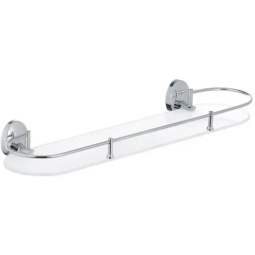 Полка стеклянная с откидным ограничителем Zerix LR3307-1 LL1435, Хром - фото 1