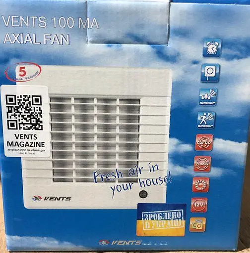Вентилятор бытовой вытяжной Vents 100 МА с жалюзями Белый 30412 - фото 5