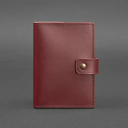 Шкіряна обкладинка для паспорта 5.0 (з віконцем) бордова Краст - фото 6