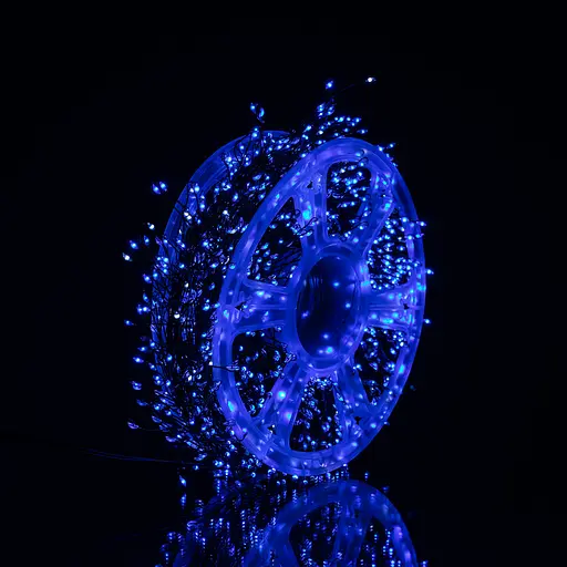 Новорічна гірлянда кімнатна роса 100 м 3000 LED Хвойна лапа зелений провід Синій Garlando D3000L100MGBL - фото 4