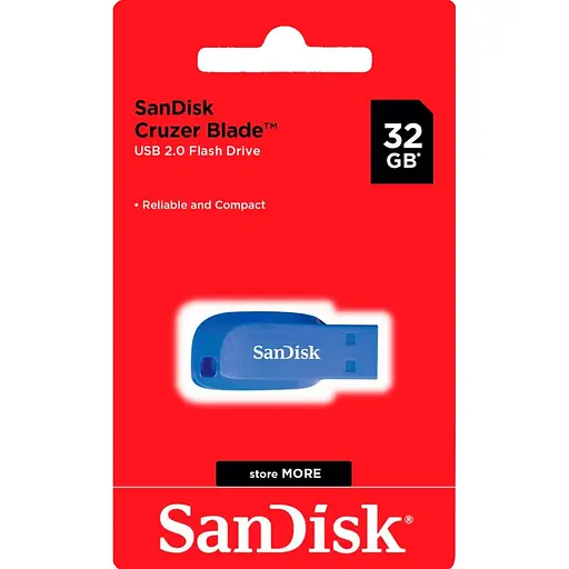 Flash SanDisk USB 2.0 Cruzer Blade 32Gb Electric Blue - фото 2
