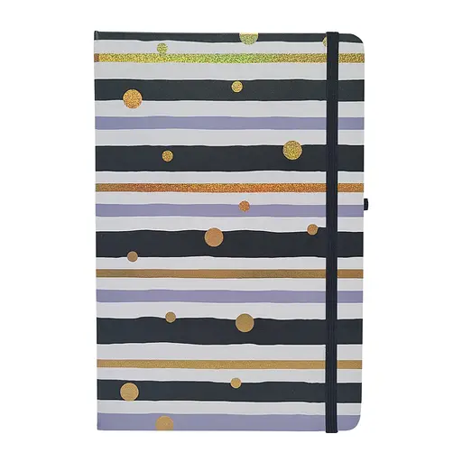 Блокнот А5 на резинці 5703-04 тверда обкладинка, 21х14 см, 80 листів, клітинка Чорний