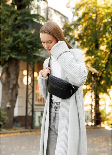 Сумка женская на пояс кожаная бананка Sambag 31х12х5 см 000305464 - фото 2