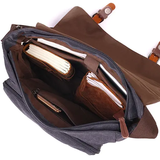 Чоловіча сумка для ноутбука з текстильним клапаном 36х33х10 см Vintage 36х33х10 см sum0021431 - фото 5