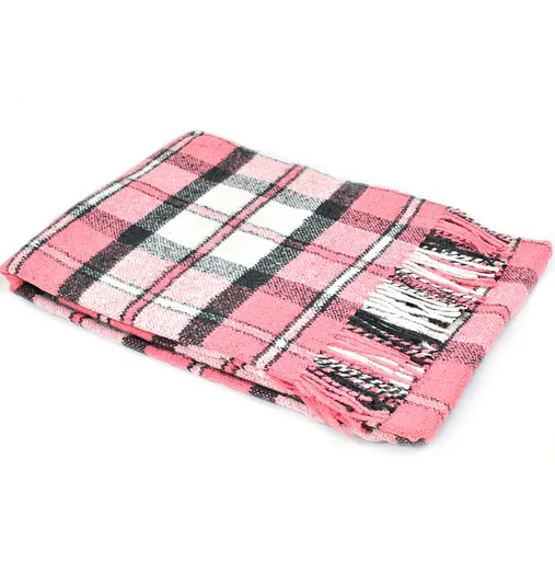 Плед шерстяной Vladi Палермо 140x200 розово-темно-серый-белый 4 - фото 1