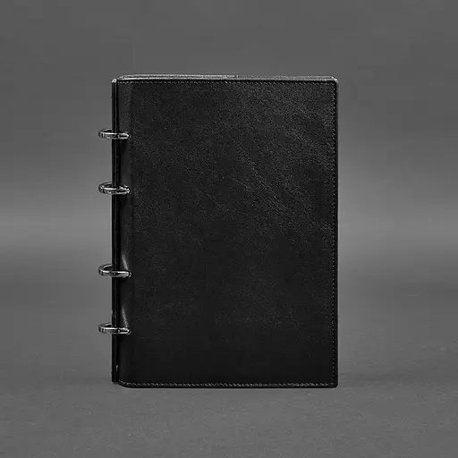 Шкіряний блокнот на кільцях (софт-бук) 9.0 з твердою вугільно-чорної обкладинкою - фото 6