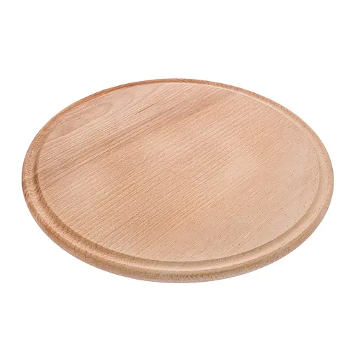 Доска для пиццы кухонная разделочная деревянная из бука с каймой Ø 28 см, Woodly Бежевый 86084 - фото 5