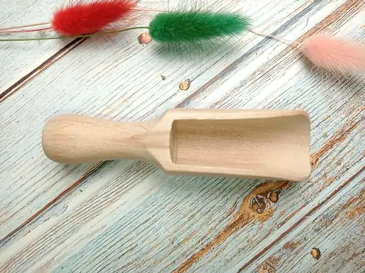 Ложка совок дерев'яний для цукру, спецій та сипучих продуктів 11 см, Woodly Бежевий 86267 - фото 5