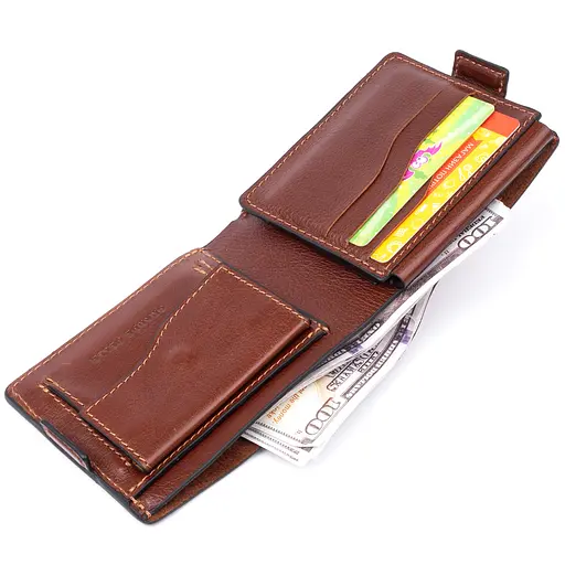 Мужской кожаный кошелек Grande Pelle 11.5х9х2.5 см acs0015036 - фото 4