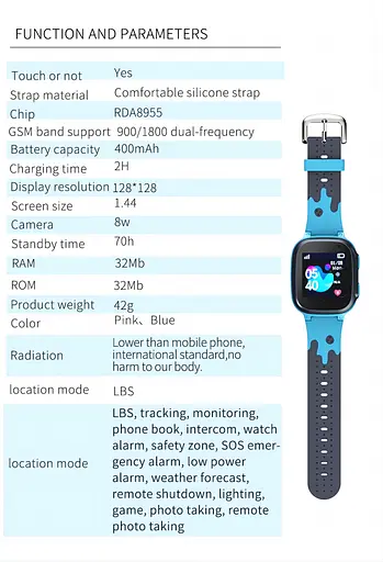 Смарт-часы телефон детские Smart Watch S1 с видеозвонком GPS SIM-карта Blue (18581) - фото 3