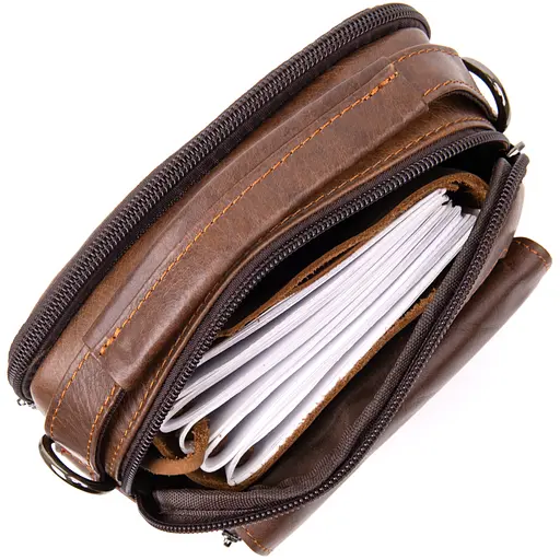 Кожаный мессенджер мужской Vintage 18х20х6,3 см sum0013948 - фото 3