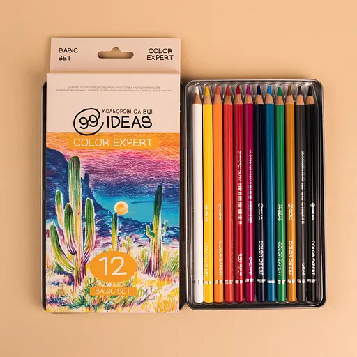 Набор цветных карандашей 99IDEAS "Color Expert" 12 цветов, Basic Set, металлическая коробка, 99CE-12BAS - фото 4