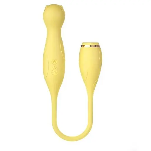 Двосторонній гнучкий вібратор силіконовий акумуляторний Lilo 3в1 для жінок жовтий - фото 1
