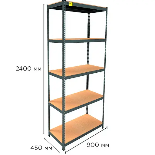 Металевий стелаж Emby Light Series (розмір 2400х900x450мм) 5 полиць ДСП до 100кг Чорний - фото 2