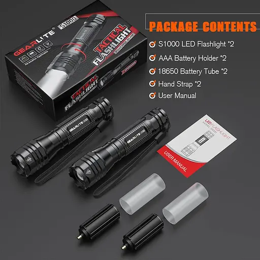 Світлодіодний ліхтар GEARLITE Надзвичайно яскравий комплект з 2 шт.алюмінієвий світлодіодний ліхтар - фото 5