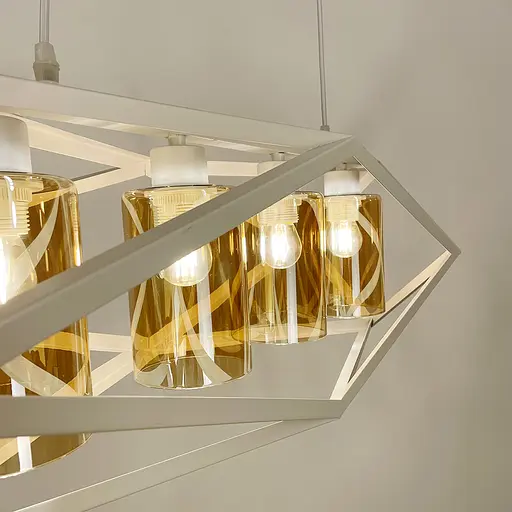 Підвісна люстра в білому корпусі з янтарними плафонами Line.F 12172/4 - фото 2