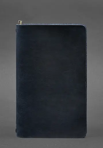 Кожаный блокнот (софт-бук) 8.0 на резинке синий Crazy Horse - фото 1