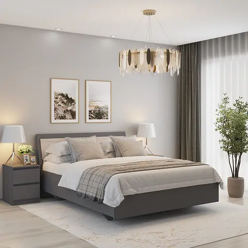 Ліжко двоспальне MebelStar Б'янка Ламелі 160x200 см Антрацит/Аляска сірий (MBS-1433)