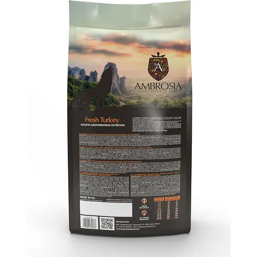 Сухой корм Ambrosia Mediterranean для пожилых, кастрированных собак всех пород с контролем веса с индейкой 100 г - фото 3