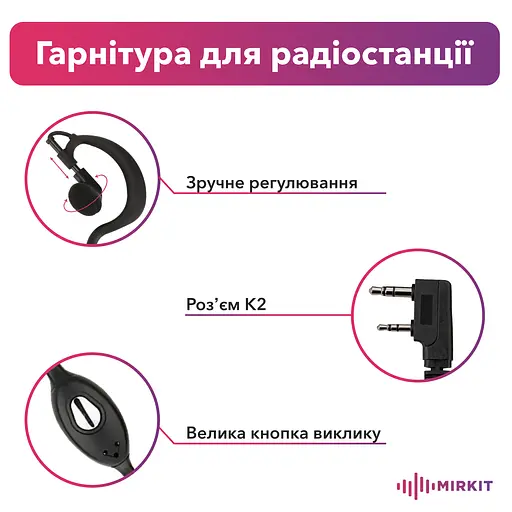 Гарнітура 1 провідна Luiton для рації Kenwood - фото 2