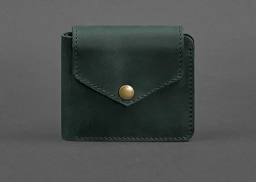 Шкіряне портмоне 4.2 на кнопці зелене Crazy Horse - фото 1