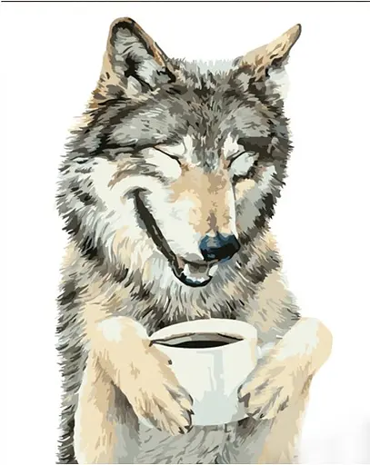 Набор для росписи по номерам Волк и чашечка, Strateg, 30x40 см, SS6794