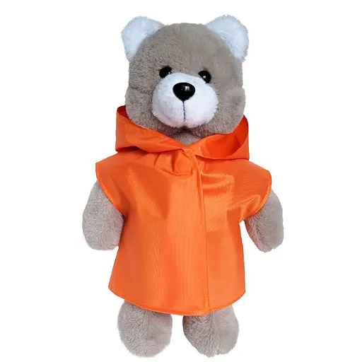 М'яконабивна іграшка пухнастий Ведмедик Macik МС 080501-05 у помаранчовому плащі 35 см - фото 1