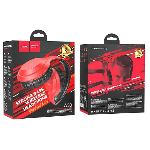 Навушники стерео гарнітура Hoco W30 Fun Move (Червоний) - фото 3