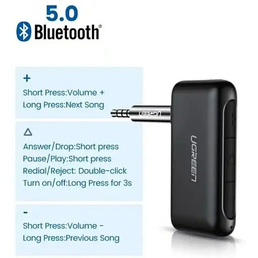 Беспроводной аудио приемник Bluetooth 5.0 ресивер Ugreen CM276 для автомобиля - фото 5