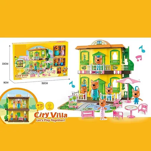 Будинок з героями 3 коти, звук, підсвічування, 5 фігурок, меблі, наліпки, 52x9x33 см - фото 2