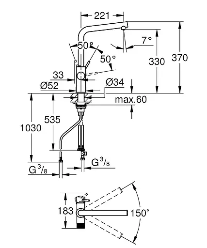 Смеситель для кухни с подключением питьевой воды Grohe Blue Pure Minta 30588000 Хром - фото 10