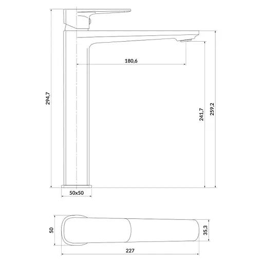 Смеситель для умывальника Cersanit Larga S951-391 высокий однорычажный Черный 30412 - фото 2