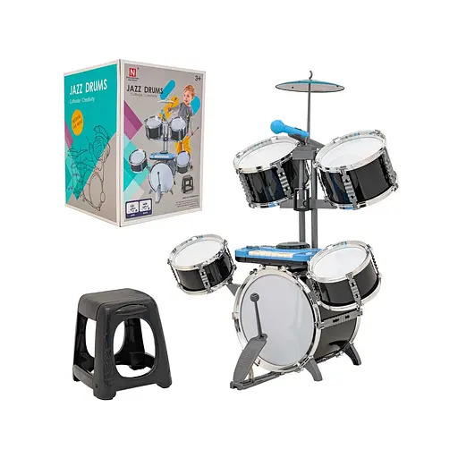 Великі барабани для дітей з клавіатурою та мікрофоном + стілець - фото 2