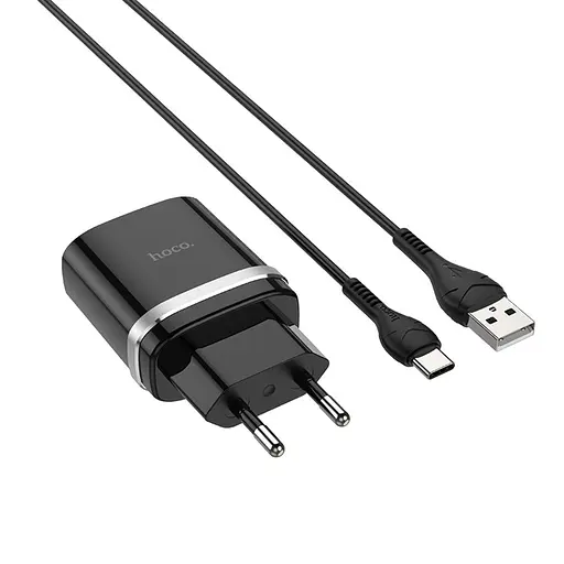Сетевое зарядное устройство Hoco C12Q USB QC 18W черный + кабель USB to Type-C - фото 3